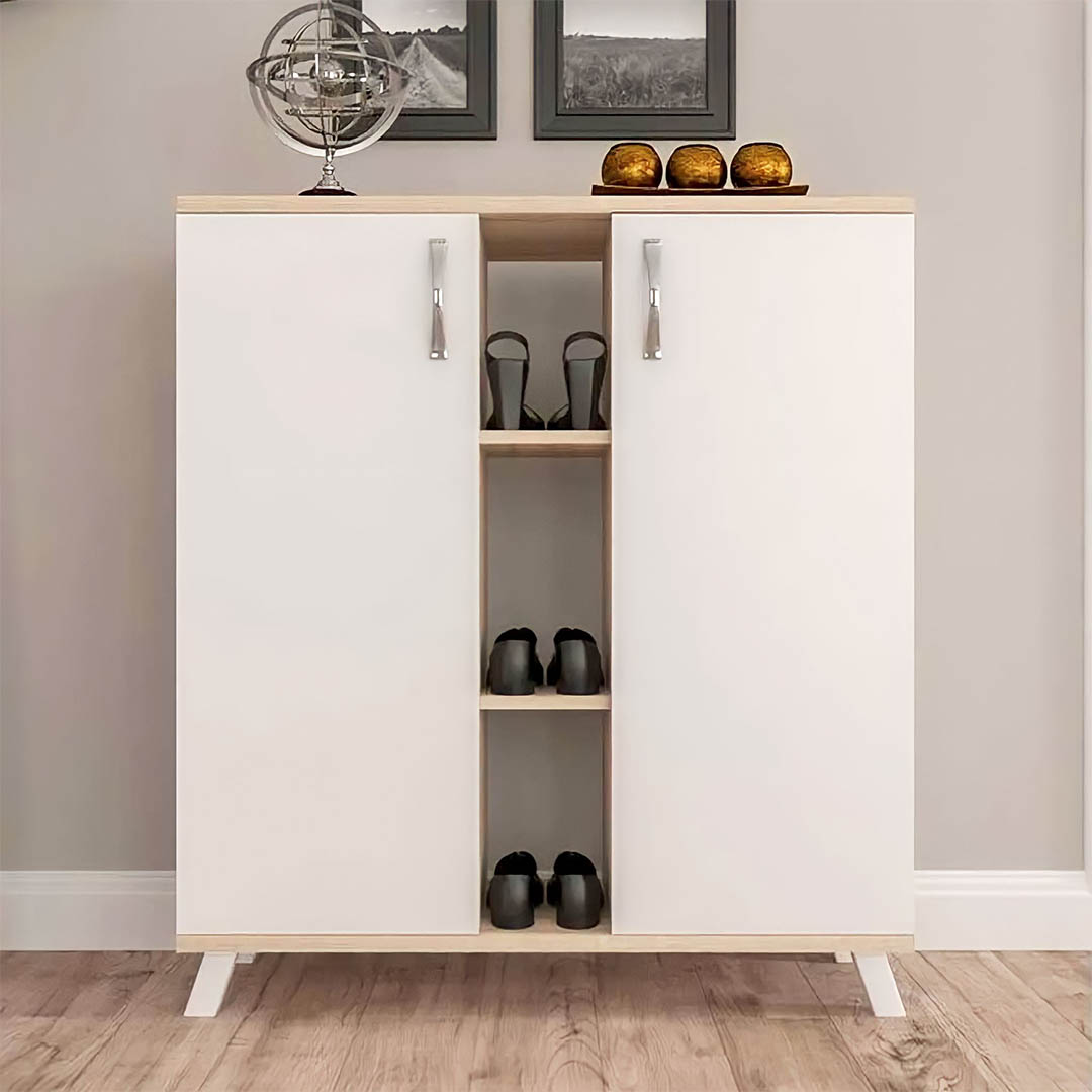 جزامة بيضاء خشب مودرن بضلفتين - SZG02