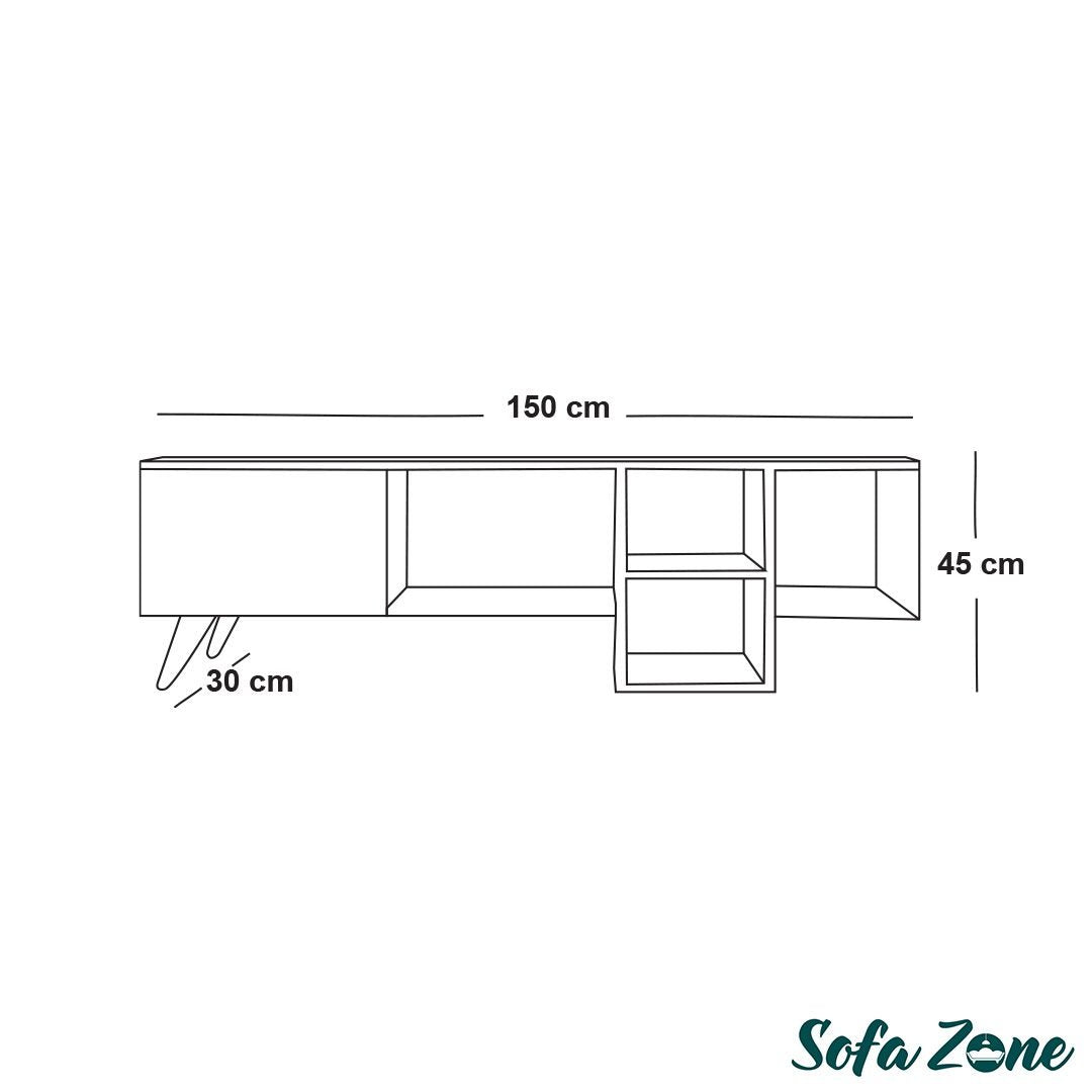 ترابيزة تليفزيون مودرن بيج في أبيض 4 أرفف