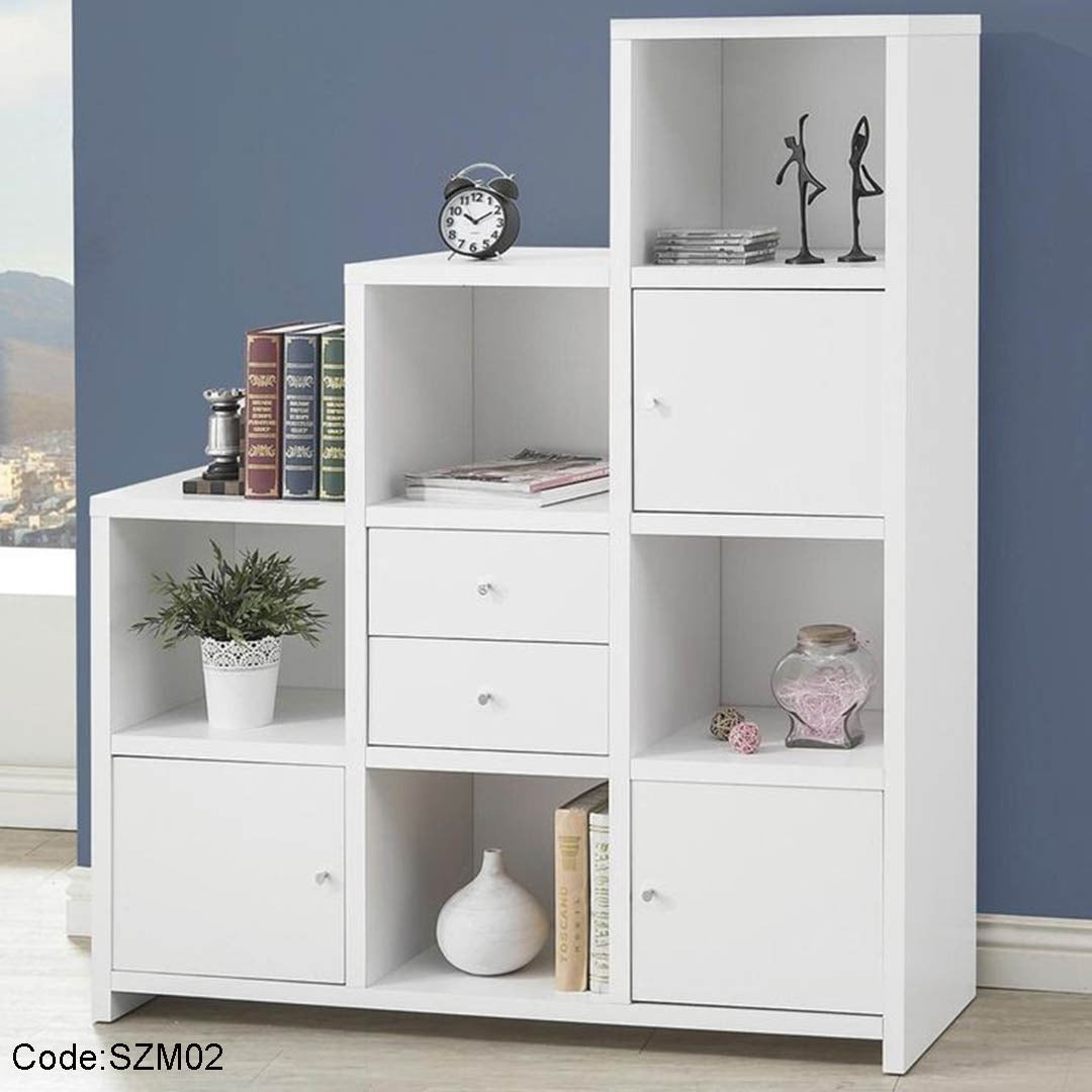 مكتبة بيضاء مودرن 3 ضلف