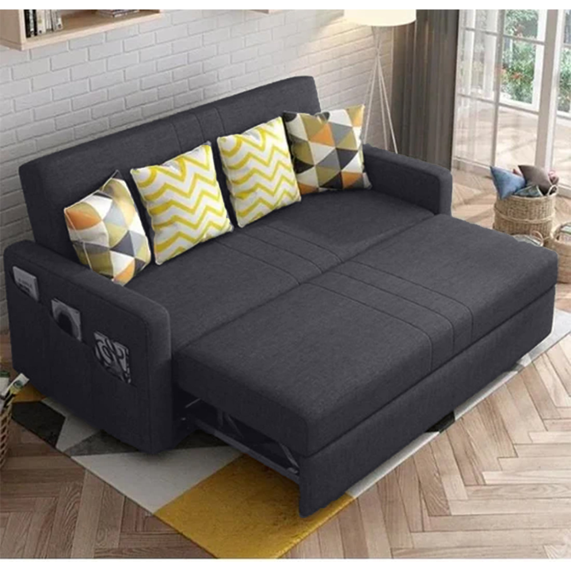 كنبه سرير رمادي غامق-sz457