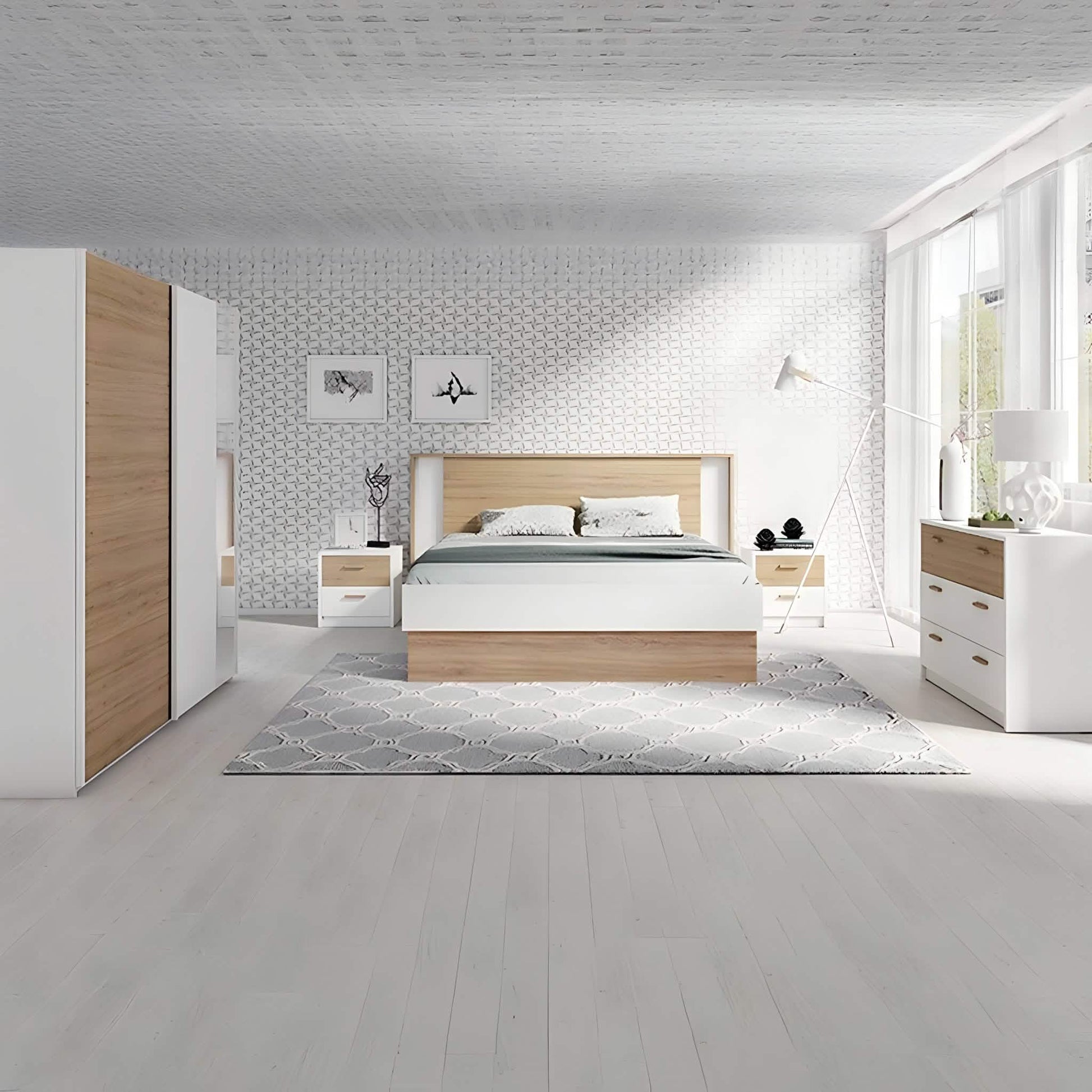 غرفة نوم 5 قطع - ابيض وبيج - szr41