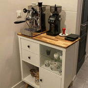 كوفي كورنر أبيض بـ3 أدراج ورفوف زجاج – SZCOR03