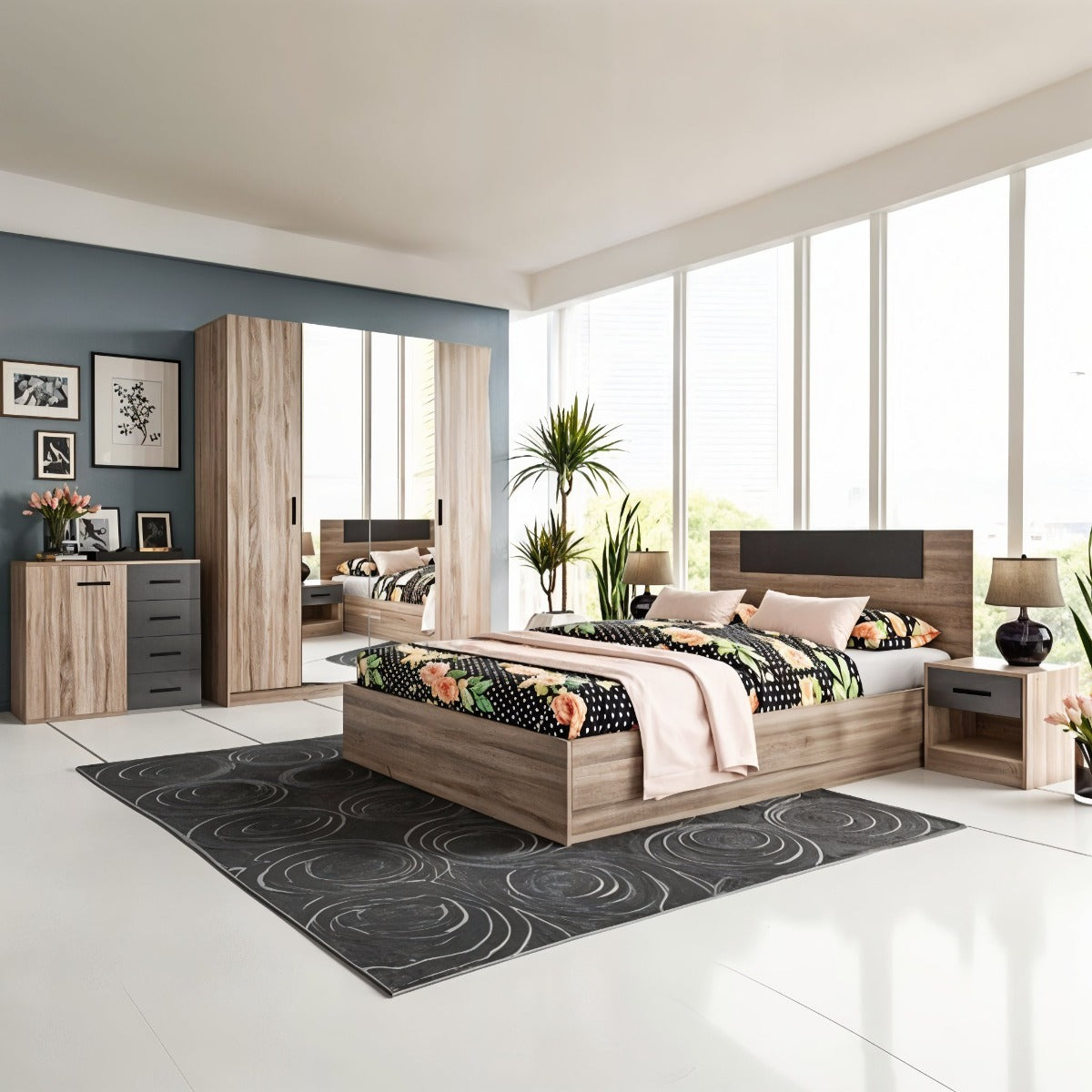 غرفة نوم بيج ورمادي 5 قطع – SZR40