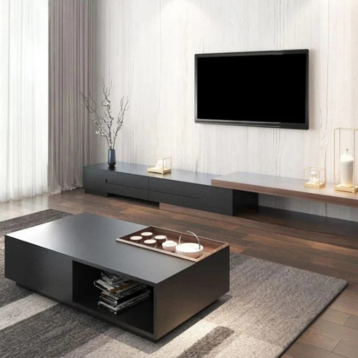 طقم ترابيزة قهوة ووحدة شاشة من MDF – SZS10