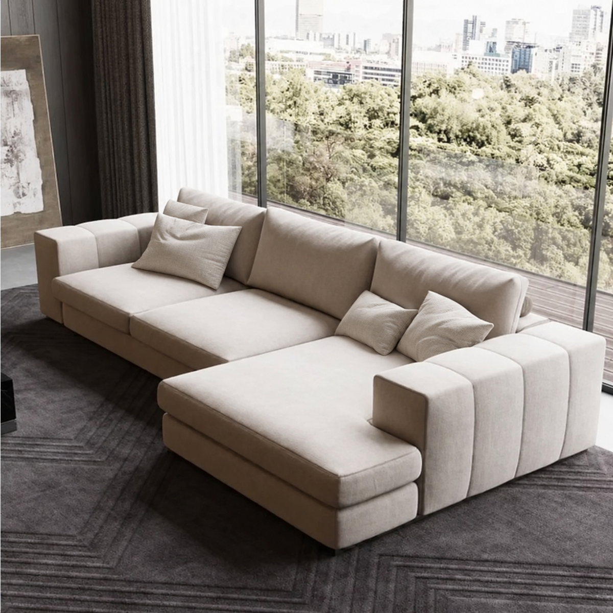 ركنة أوف وايت حرف L قطيفة – SZ1012