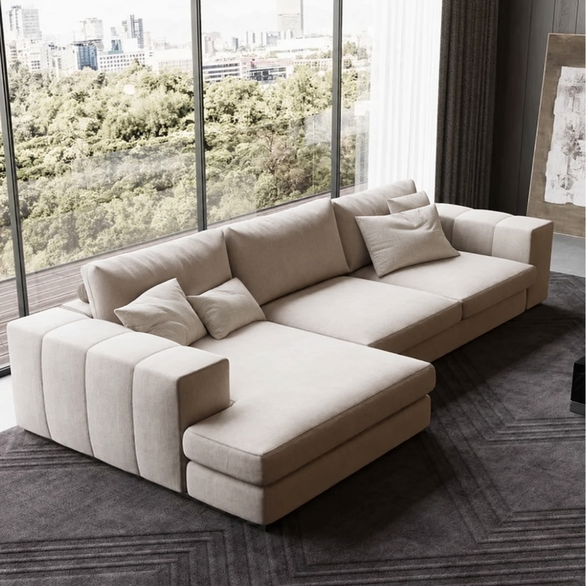 ركنة أوف وايت حرف L قطيفة – SZ1012