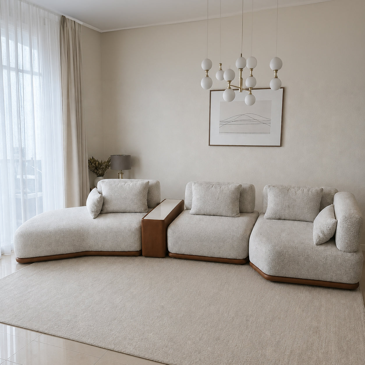 ركنة مودرن كبيرة 450×120 سم بقماش بريكس – SZ1111