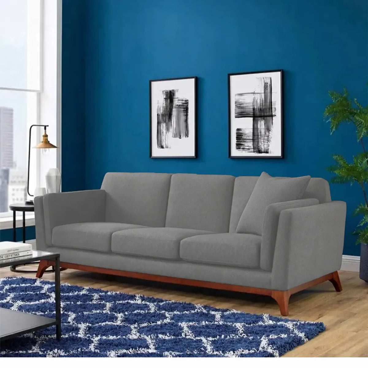 Gray Three-Seater Sofa – sz406
