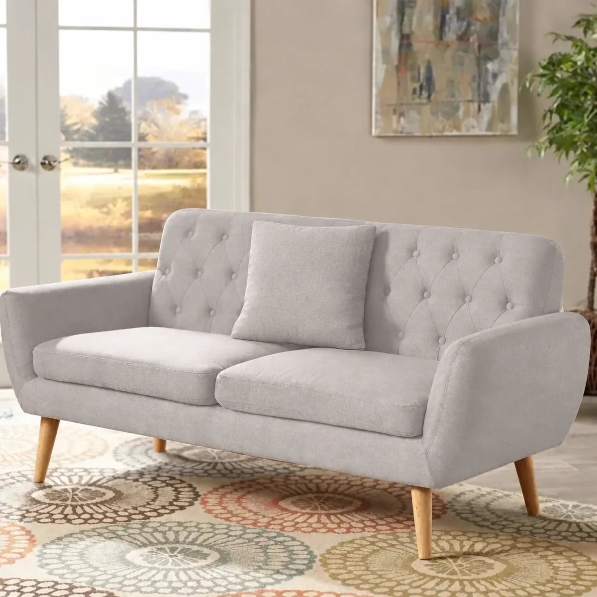 كنبة كابتونيه كتان خشب زان – SZ430