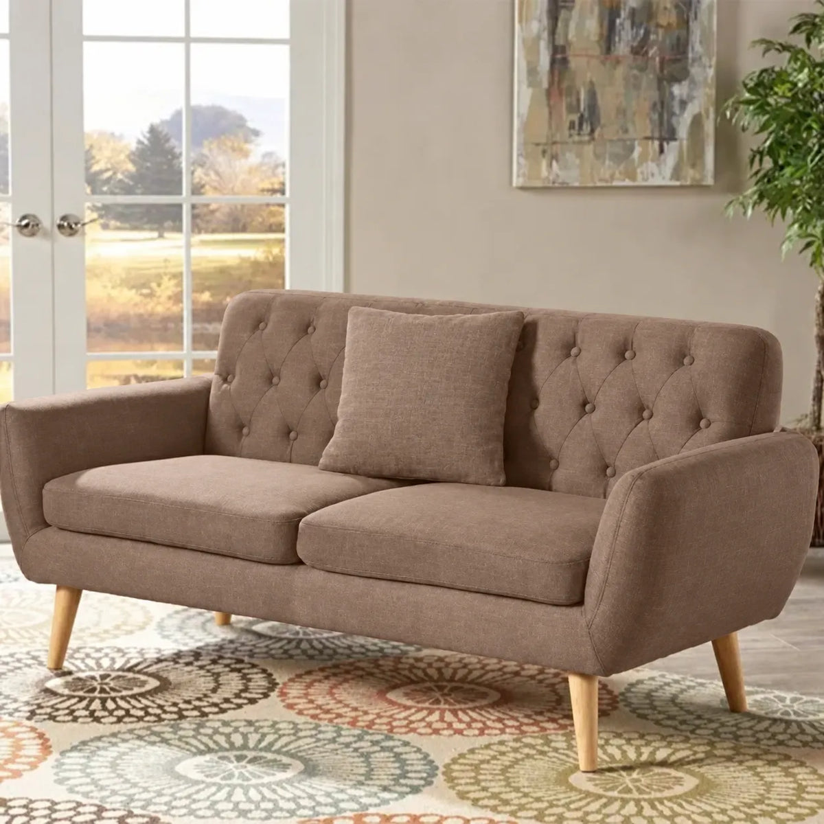 كنبة كابتونيه كتان خشب زان – SZ430