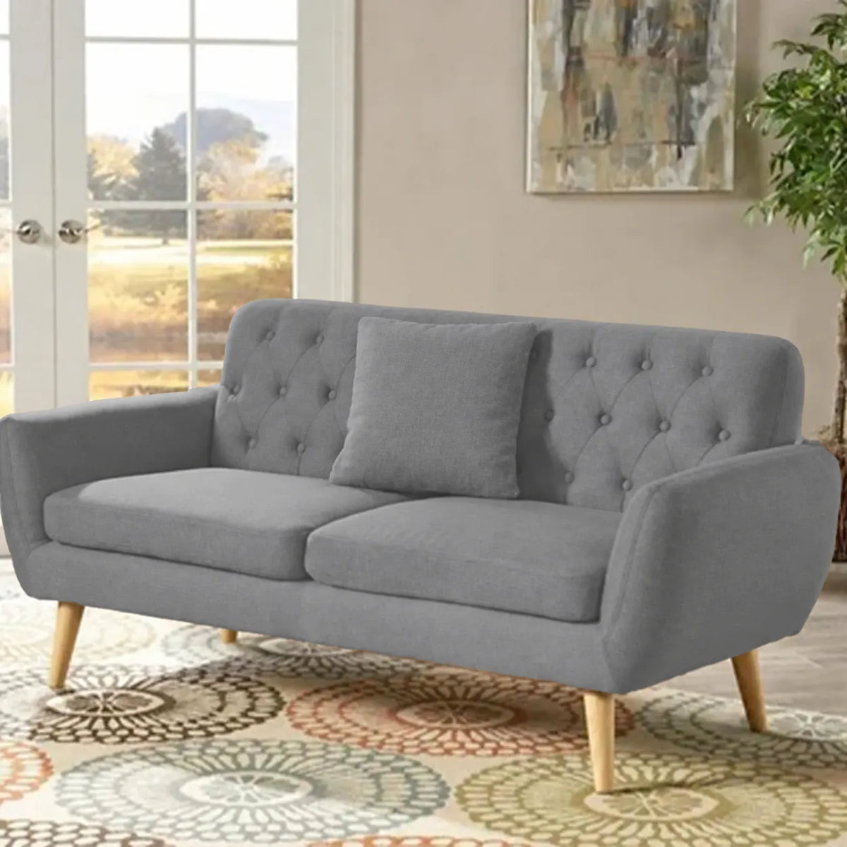 كنبة كابتونيه كتان خشب زان – SZ430