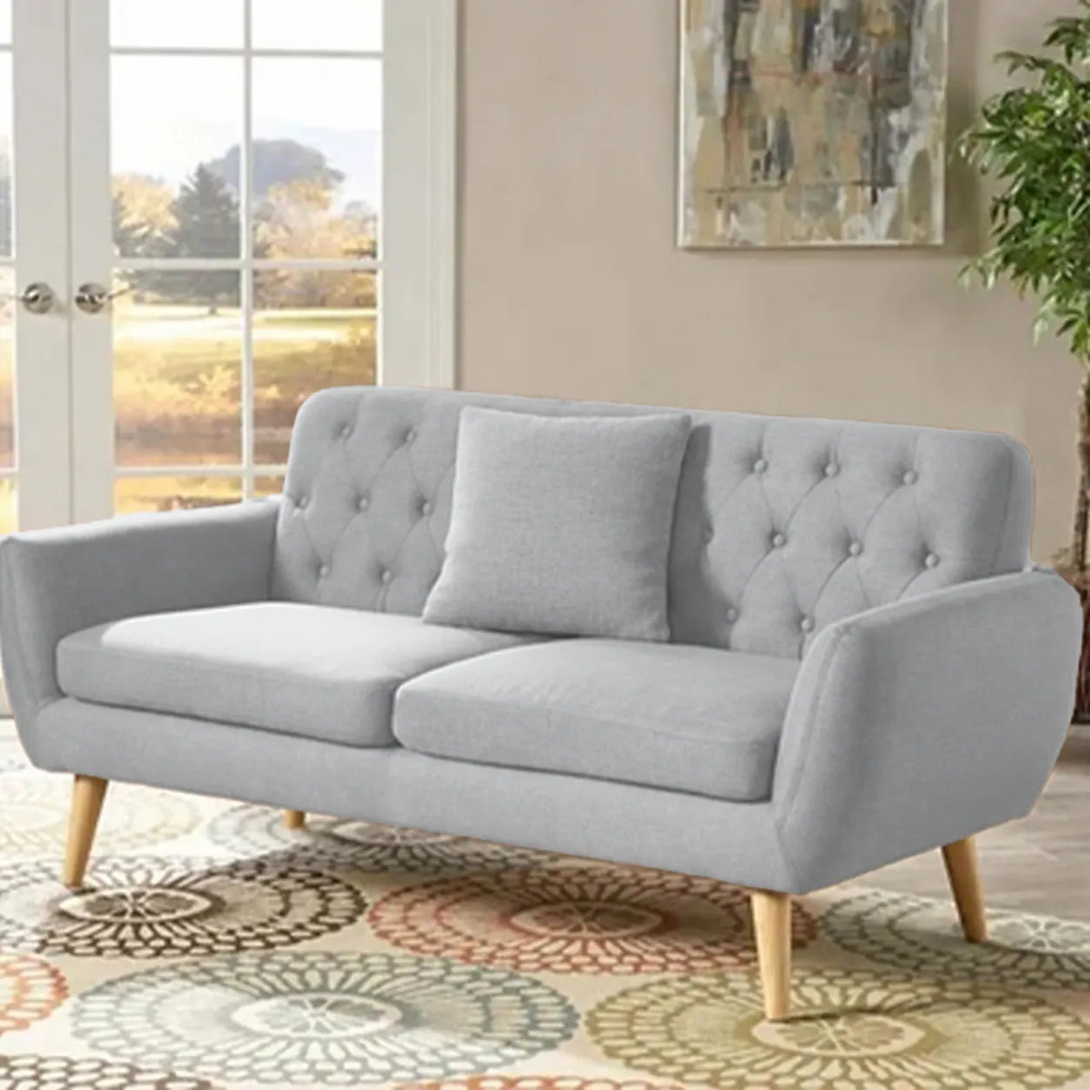 كنبة كابتونيه كتان خشب زان – SZ430