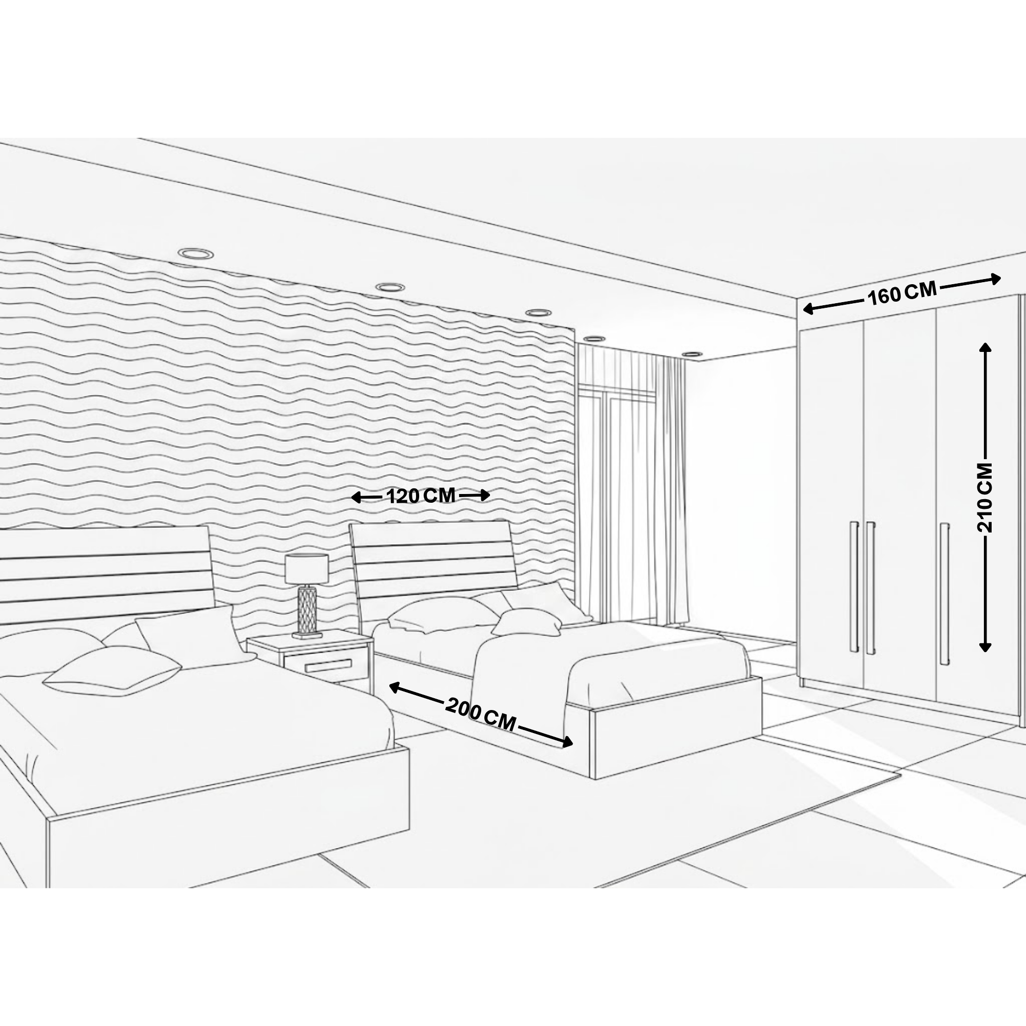 Wooden Bedroom with 2 Beds - szc20