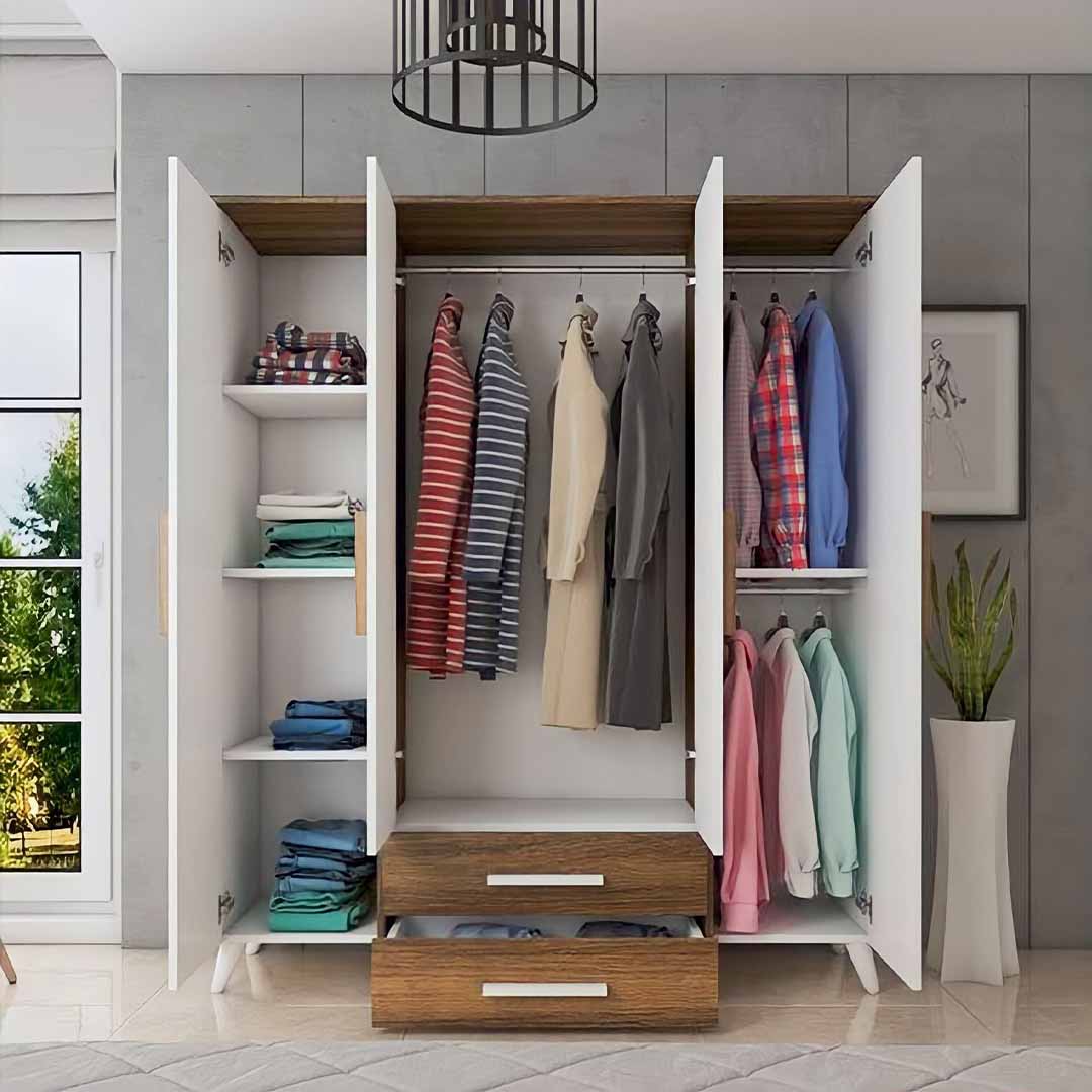 دولاب  مودرن ابيض فى بيج 3 ضلفة-szd04