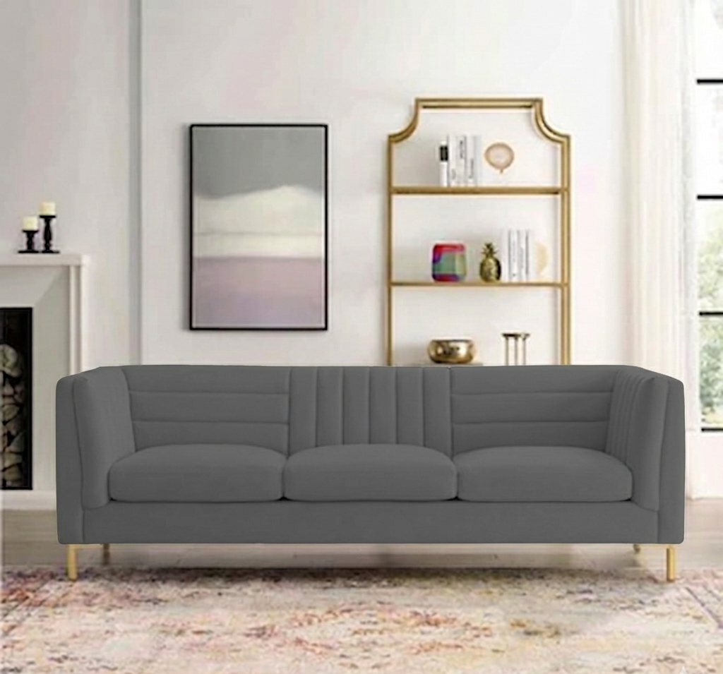 Velvet Three-Seater Sofa – sz427