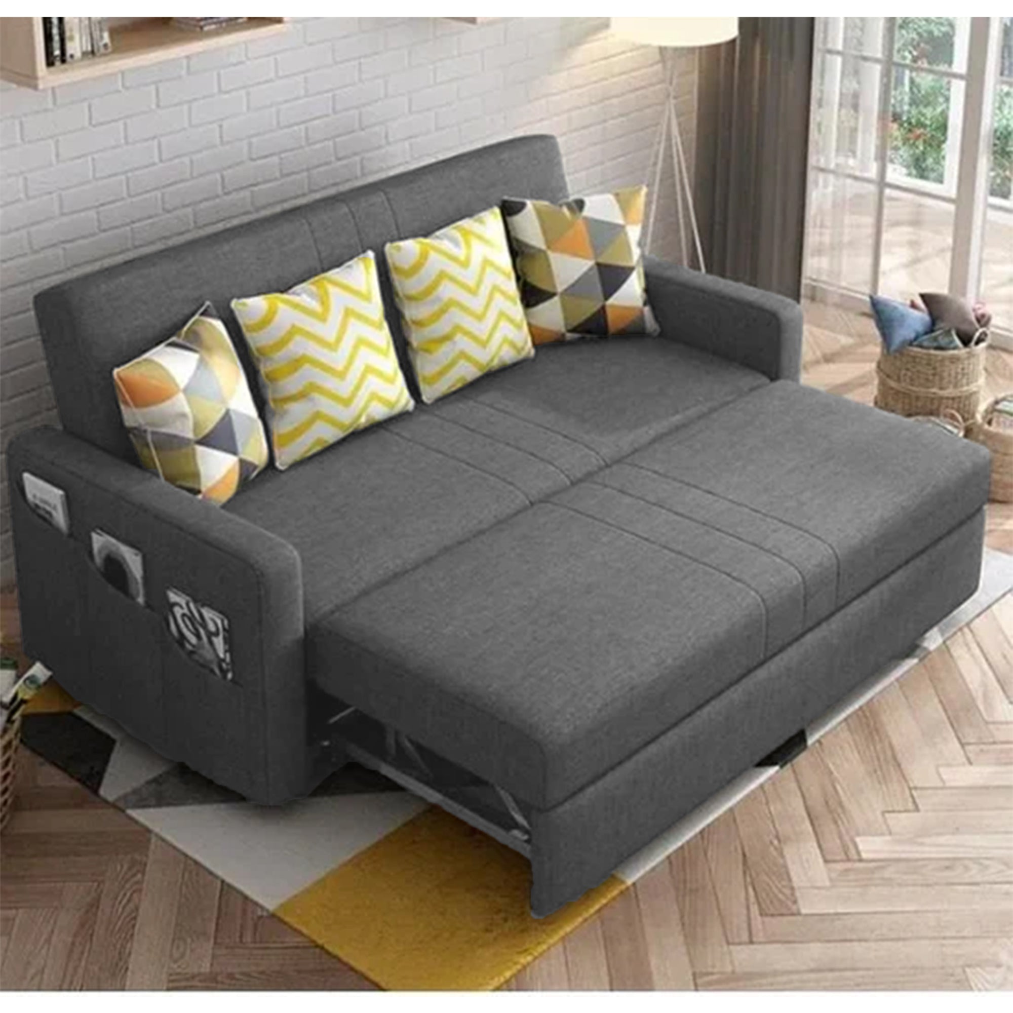 كنبه سرير رمادي غامق-sz457