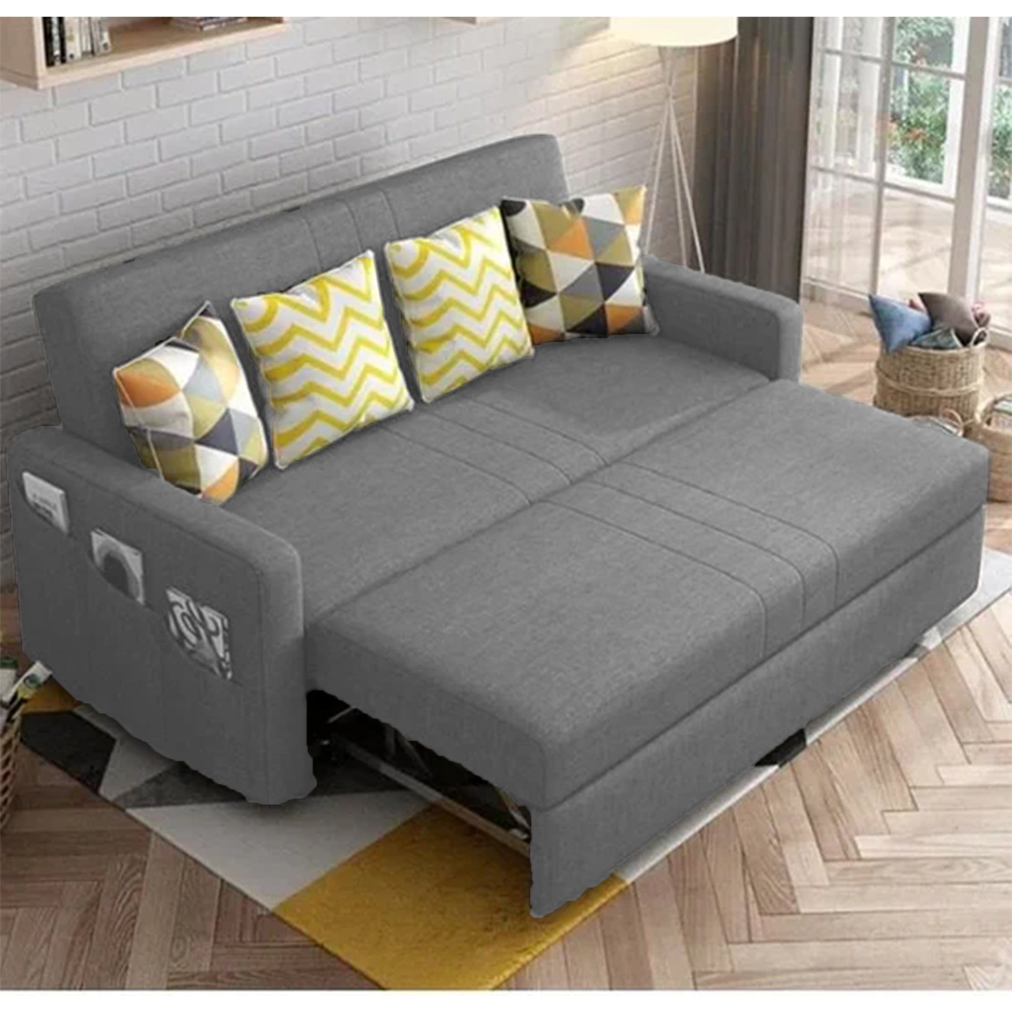 كنبه سرير رمادي غامق-sz457