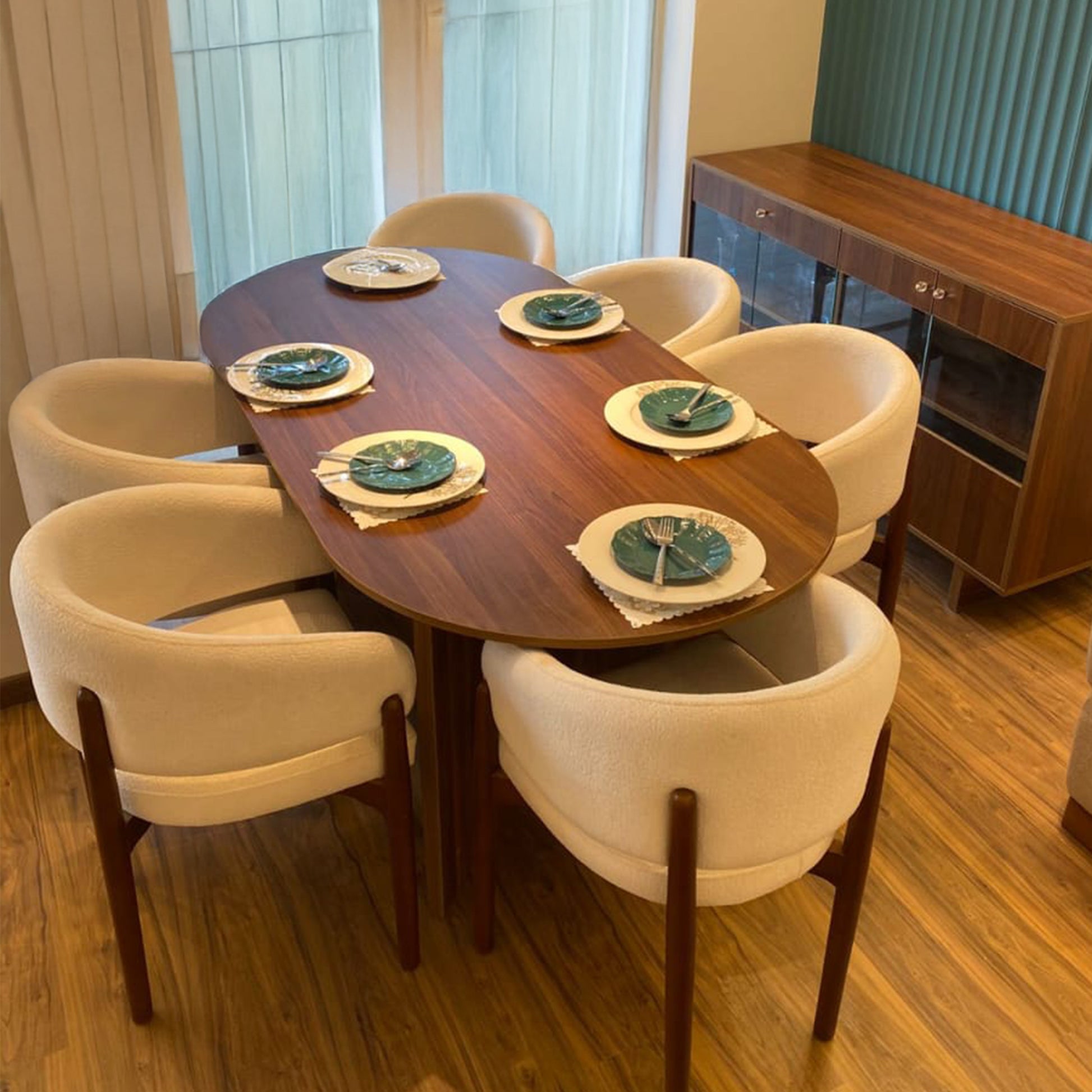 غرفة سفرة + بوفيه SZF17 باللون الأوف وايت