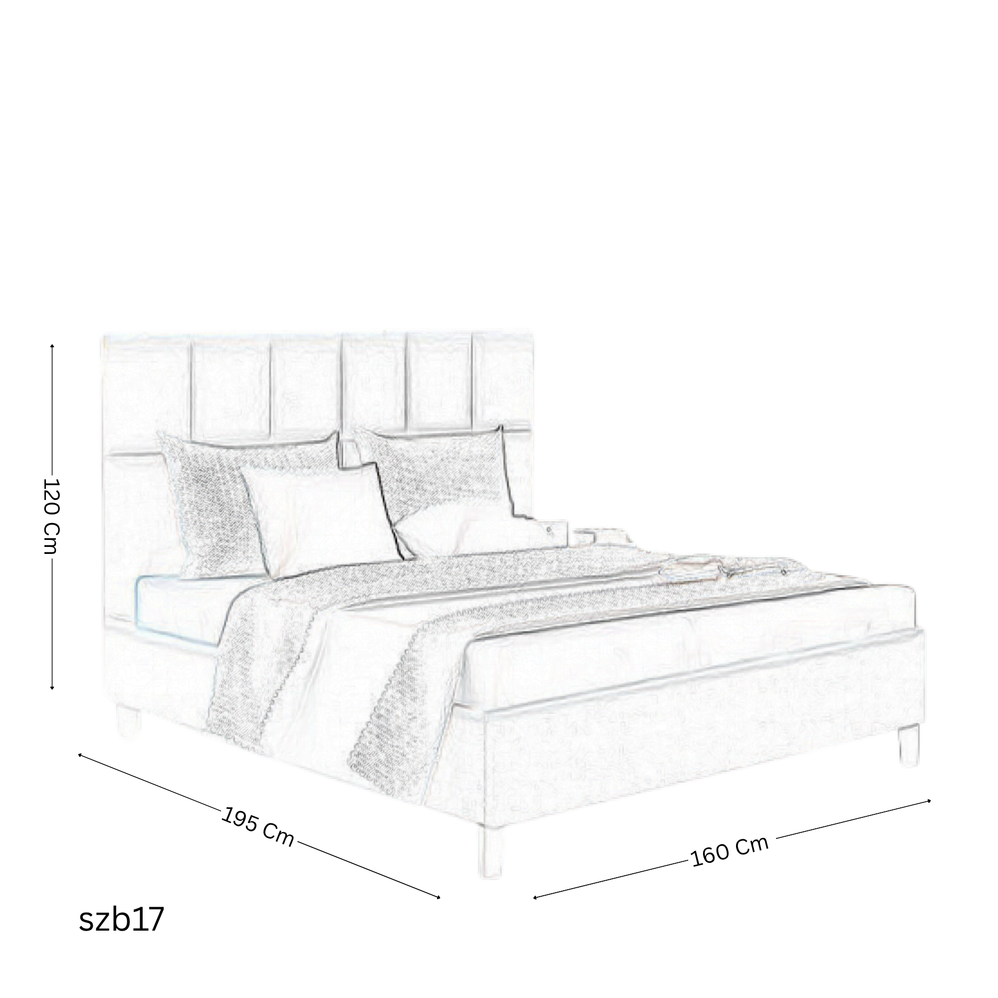 szb17 سرير 160 سم رمادي