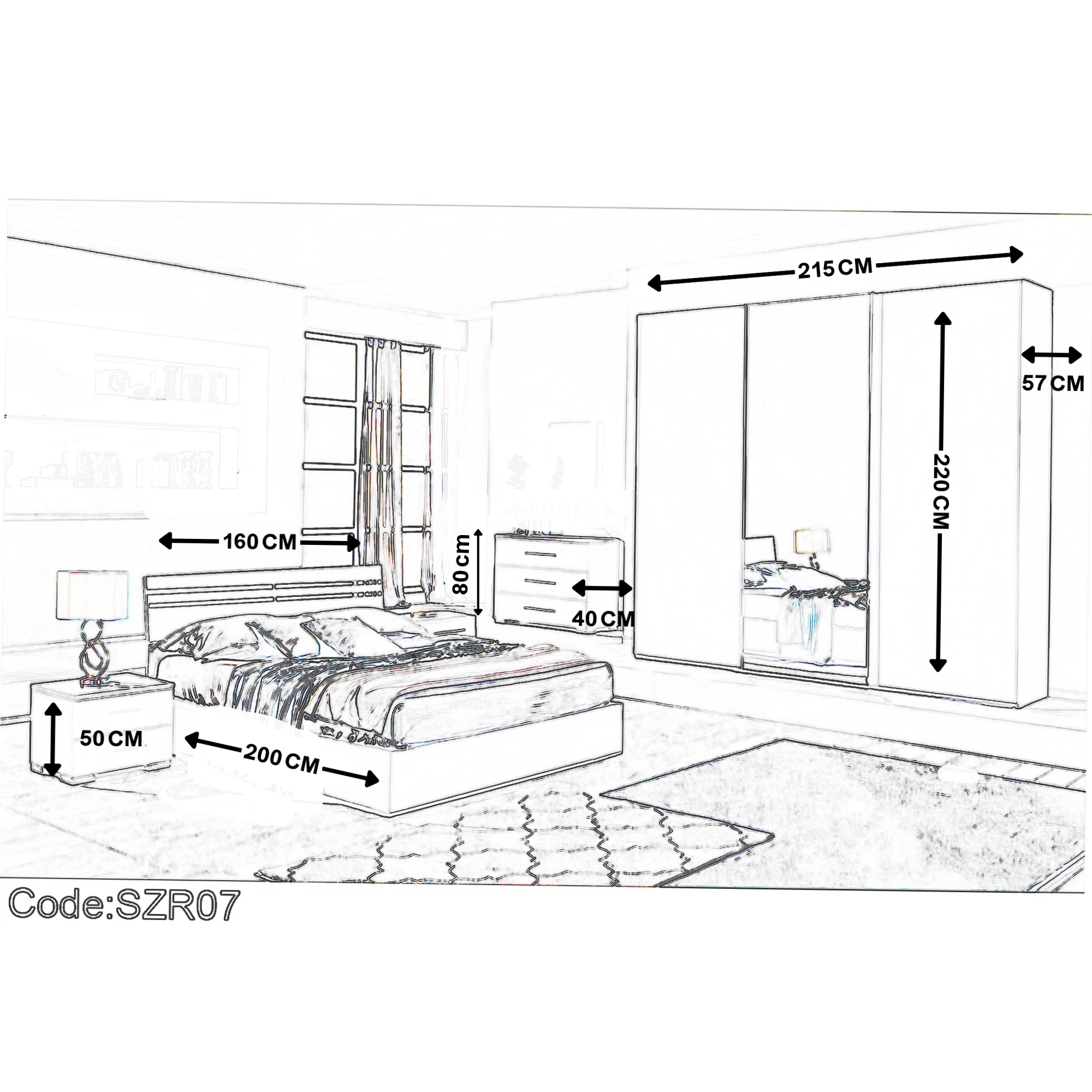 Gray Bedroom 5 Pieces - szr07
