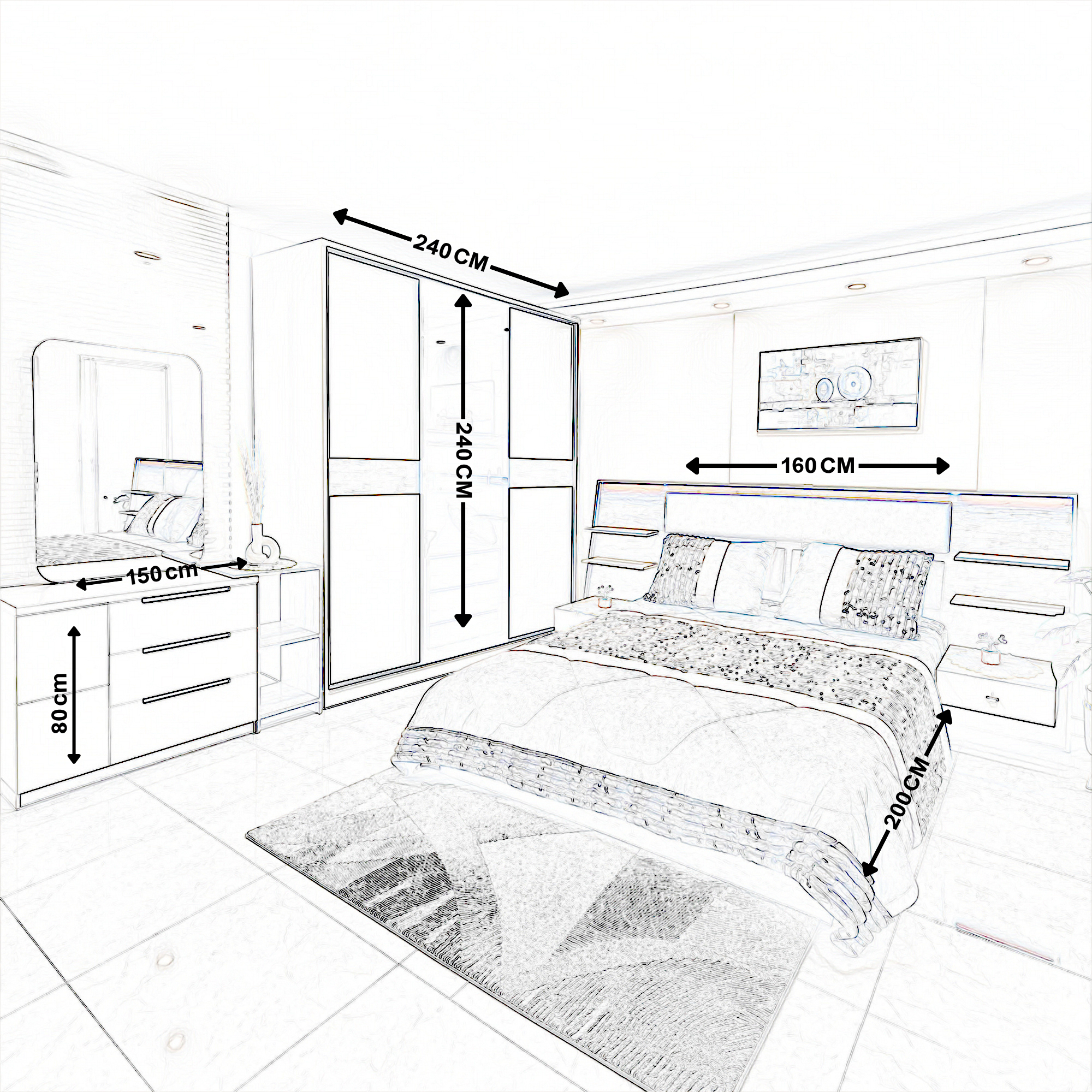 Krista Bedroom Set 5 Pieces-szr36